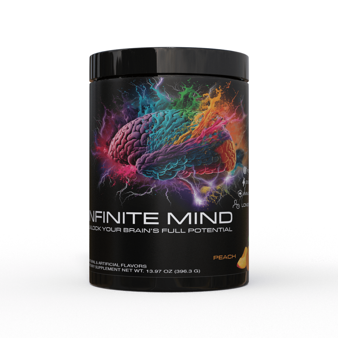 Infinite Mind cognitive supplement powder container